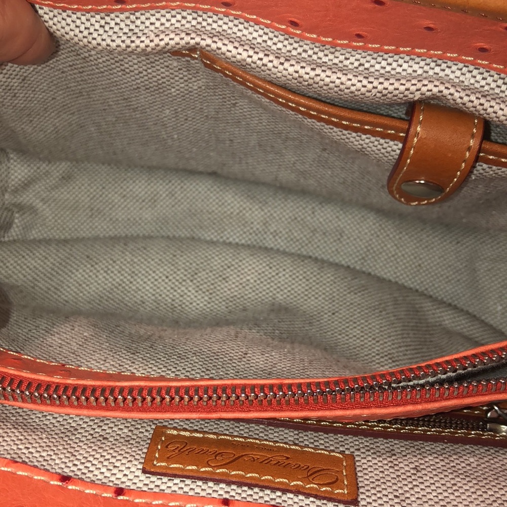 DOONEY & BOURKE Orange Ostrich Print Leather Crossbody Shoulder Laptop Bag NWOT - Picture 14 of 16